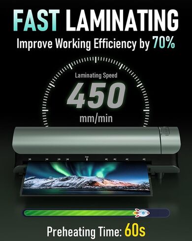 Laminator Machine 13 Inch Cold Thermal laminate machine for A3/A4/A5/A6, 60s Warm-up Lamination Machine 11x17 with 30 Laminating Sheets, 9 in 1 Personal Laminating machine for Home Office School in Kuwait