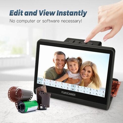 48 MP Film & Slide Scanner with 7 Inch LCD Screen, All-in-One Digital Film Scanner Built-in 16GB Memory Converts B&W/135/110/126 KPK Negative and Super 8/Monochrome Slides into JPEG Photos in Saudi Arabia