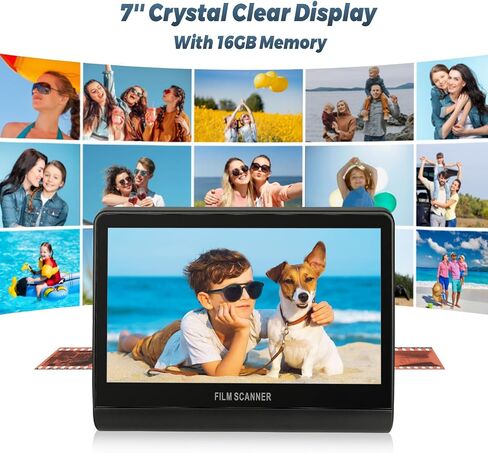 48 MP Film & Slide Scanner with 7 Inch LCD Screen, All-in-One Digital Film Scanner Built-in 16GB Memory Converts B&W/135/110/126 KPK Negative and Super 8/Monochrome Slides into JPEG Photos in Saudi Arabia