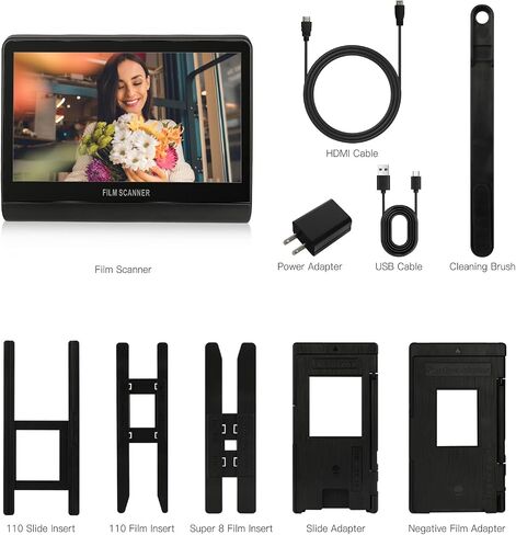 48 MP Film & Slide Scanner with 7 Inch LCD Screen, All-in-One Digital Film Scanner Built-in 16GB Memory Converts B&W/135/110/126 KPK Negative and Super 8/Monochrome Slides into JPEG Photos in Saudi Arabia