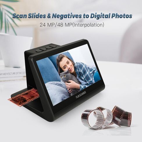 48 MP Film & Slide Scanner with 7 Inch LCD Screen, All-in-One Digital Film Scanner Built-in 16GB Memory Converts B&W/135/110/126 KPK Negative and Super 8/Monochrome Slides into JPEG Photos in Saudi Arabia