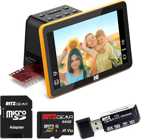 Kodak Slide N Scan Digital Film Scanner 7" Screen - Negative Film and Slide Digitzer, Convert Color & B&W Negatives & 35mm, 126mm, 110 mm Film to 22MP JPEGs with 64GB SD Card & Card Reader in Saudi Arabia