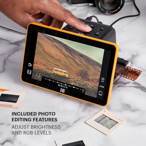 Kodak Slide N Scan Digital Film Scanner 7" Screen - Negative Film and Slide Digitzer, Convert Color & B&W Negatives & 35mm, 126mm, 110 mm Film to 22MP JPEGs with 64GB SD Card & Card Reader in Saudi Arabia