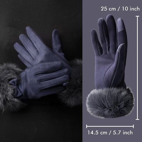 Hysenm Women Winter Gloves With Touch Screen Fingers Warm Suede Gloves Texting Thermal Windproof Mittens for Driving Running in Saudi Arabia