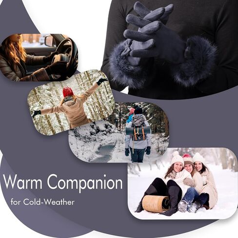 Hysenm Women Winter Gloves With Touch Screen Fingers Warm Suede Gloves Texting Thermal Windproof Mittens for Driving Running in Saudi Arabia