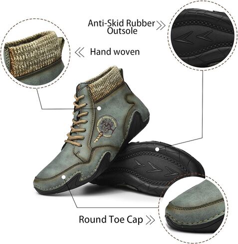 حذاء رجالي بدون كعب من الجلد كاجوال كاجوال مصنوع يدويًا من جلد أكسفورد مريح بدون كعب للمشي والعمل والعمل والمكتب مضاد للانزلاق في الهواء الطلق والصيف والقيادة والقارب ومقدمة مستديرة سهل الارتداء على الحذاء بمقاس واسع in Kuwait