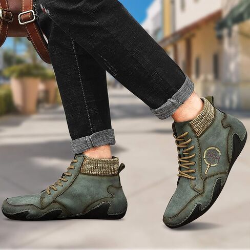 حذاء رجالي بدون كعب من الجلد كاجوال كاجوال مصنوع يدويًا من جلد أكسفورد مريح بدون كعب للمشي والعمل والعمل والمكتب مضاد للانزلاق في الهواء الطلق والصيف والقيادة والقارب ومقدمة مستديرة سهل الارتداء على الحذاء بمقاس واسع in Kuwait