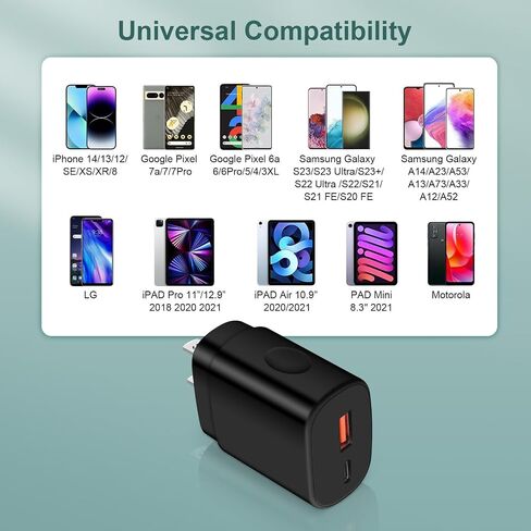 25W Super Fast Charger Type C Dual Port Samsung Fast Charging Block for Galaxy Z Flip 5/A14 5G/A54/A13/A23/S23/S23 Ultra/Z Fold 5/M34/A24/S21 FE,PD 3.0 USB C Cube Box Plug Adapter for iPhone 15 14 13 in Kuwait