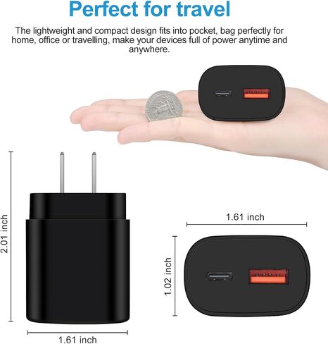 25W Super Fast Charger Type C Dual Port Samsung Fast Charging Block for Galaxy Z Flip 5/A14 5G/A54/A13/A23/S23/S23 Ultra/Z Fold 5/M34/A24/S21 FE,PD 3.0 USB C Cube Box Plug Adapter for iPhone 15 14 13 in Kuwait