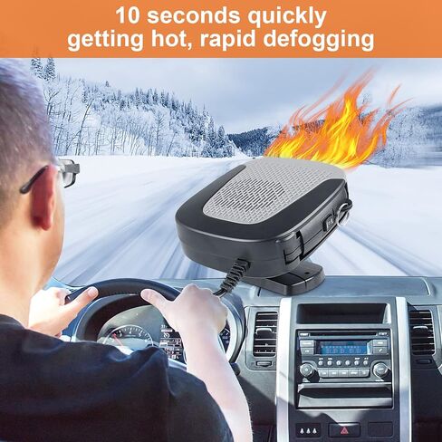 12V 150W Portable Car Heater with 360-Degree Automotive Windscreen Fan, Fast Heating Defrost Defogger, and Auto Ceramic Heater Fan with Plug in Cigarette Lighter in Saudi Arabia