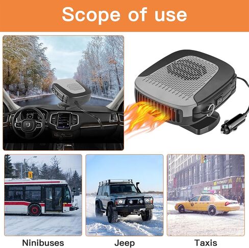 12V 150W Portable Car Heater with 360-Degree Automotive Windscreen Fan, Fast Heating Defrost Defogger, and Auto Ceramic Heater Fan with Plug in Cigarette Lighter in Saudi Arabia