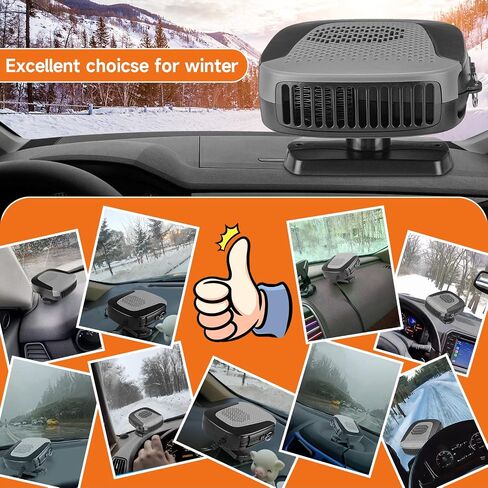12V 150W Portable Car Heater with 360-Degree Automotive Windscreen Fan, Fast Heating Defrost Defogger, and Auto Ceramic Heater Fan with Plug in Cigarette Lighter in Saudi Arabia