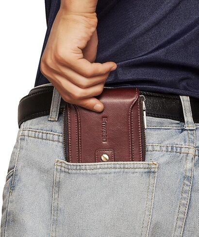 Enwaen Mens Zipper Wallet RFID Blocking Genuine Leather Bifold Secure Zip Wallets Multi with Credit Card Holder in Saudi Arabia