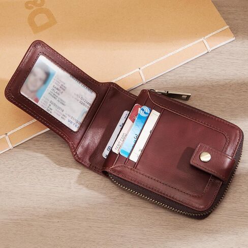 Enwaen Mens Zipper Wallet RFID Blocking Genuine Leather Bifold Secure Zip Wallets Multi with Credit Card Holder in Saudi Arabia