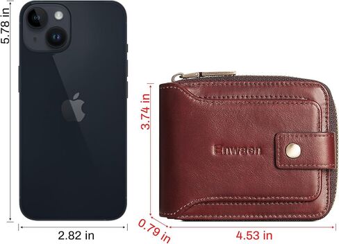 Enwaen Mens Zipper Wallet RFID Blocking Genuine Leather Bifold Secure Zip Wallets Multi with Credit Card Holder in Saudi Arabia