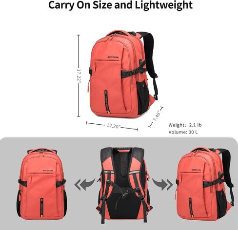 Large Carry on Travel Backpack for Men, 30L Lightweight Compact Laptop Backpack, Anti-Theft & Waterproof, Flight Approved for Business, Work, Commuting, and Weekend Casual Daypack - Black in Kuwait