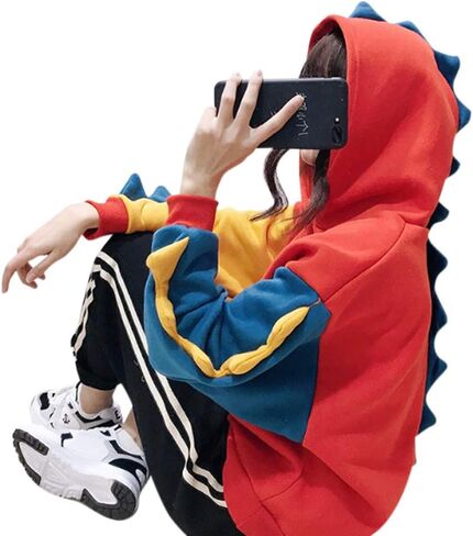 CRB Fashion Womens Kawaii Teens For Teenagers Cartoon Cotton Fleece Hoodie Top Shirt Sweatshirt in Kuwait