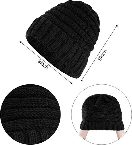 hoyuwak Knitted Hat Scarf Glove Set for Women, Pom Pom Beanie, Warm Gloves, Winter Scarf, Winter Set for Christmas Cold Weather Gift(White, Red) in Kuwait