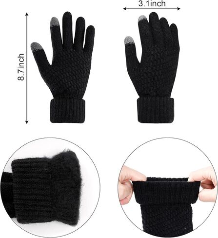hoyuwak Knitted Hat Scarf Glove Set for Women, Pom Pom Beanie, Warm Gloves, Winter Scarf, Winter Set for Christmas Cold Weather Gift(White, Red) in Kuwait