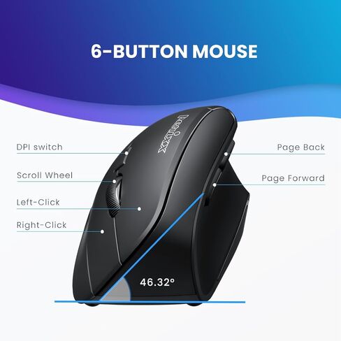 Perixx PERIMICE-515II Wired Ergonomic Vertical Mouse - 1000/1600 DPI - Right Handed Natural Ergonomic Vertical Design in Saudi Arabia