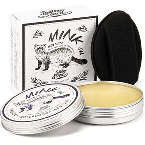 Mink Oil Leather Conditioner Cleaner for Leather Boots, Mink Oil Kit 4.23 Oz with Sponge, All-Natural Waterproof Soften and Restore Shoe, Boot, Saddle, Jacket, Purse, Glove, Vinyl and Leather Products