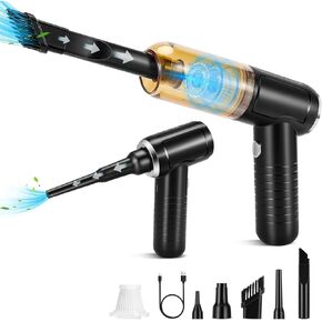 Car Vacuum Portable Cordless Cleaner Mini Wireless Handheld High Power 15000Pa Hand Small Vacuum Rechargeable and Blower 2in1 for Car Pet Hair Home Dust With 5200 mAh Battery Strong Suction