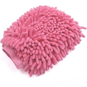 uxcell Fuchsia Microfiber Chenille Wash Mitt Car Window Washing Cleaning Glove Duster