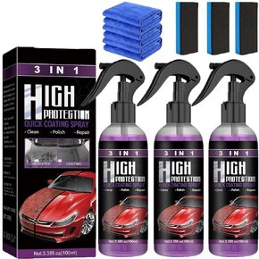 3PCS Newbeeoo Car Coating Spray, High Protection 3 in 1 Spray, 3 in 1 High Protection Quick Car Ceramic Coating Spray, 3-in-1 High Protection Car Spray, 3in1 High Protection Car Coating Spray