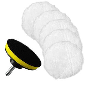 7 Piece 3 Inch Wool Buffing Pad, Drill Buffer Connecting M10 Drill Adapter, Buffing Pads, for Car Polishing and Waxing, Painting Tabletops, Old Leather Sofas, Tile Polishing