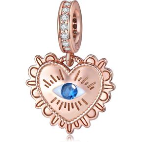 Blue Evil Eye Pendant Charms Original 925 Sterling Silver Dangle Charm with Clear CZ for Pandora European Bracelet,Valentine's Day Gifts