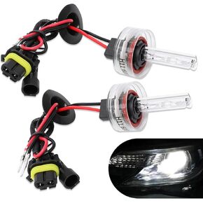 2 PCS H11 HID Xenon Bulbs, 6000K White Xenon Bulb Replacement, 35W 3200LM HID Light with Stents Base for Car Xenon Bulbs High Low Beam Bulb