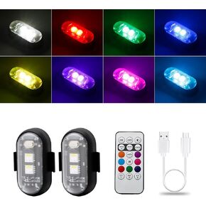 LECART 8 Colors Magnetic Strobe Lights with Remote Wireless Led Anti-Collision Lights Rechargeable Drone Strobe Lights Motorcycle Car Bike Flashing Light 2 Pcs