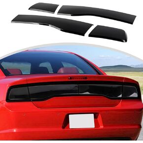 CheroCar Tail Light Lamp Cover Guard Trim Decor Exterior Accessories for 2011-2014 Dodge Charger, Smoked Black…