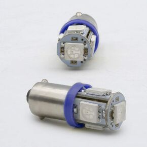 5-SMD Blue BA9 BA9S 53 57 1895 64111 LED Car Interior Light Bulb 12V (2 bulbs)
