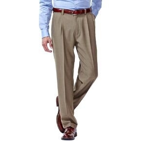 HAGGAR Mens E Clo Repreve Stria Classic Fit Pleated Front Dress Pant