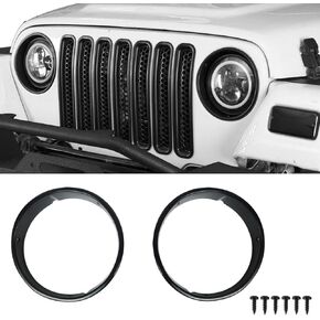 Headlight Cover Bezels Cover Trim for Jeep Wrangler TJ 1997-2002 2003 2004 2005 2006 (Pair),Black Headlight Bezels Headlamp Insert Cover Trim