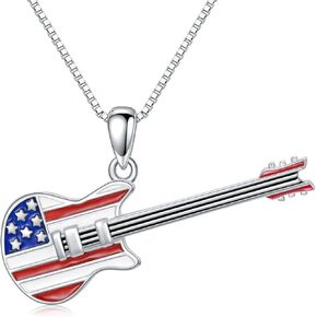 Guitar Pick Necklace Sterling Silver Guitar Plectrum Pendant Necklaces Jewelry Musical Guitarist Gifts for Women Men