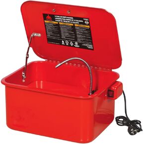 Jack Boss Parts Washer 3.5 Gallon Capacity Portable Steel Cabinet Parts Washer with 110V Electric Pump for Wheel Bearings, Gears, and carburetors, Red