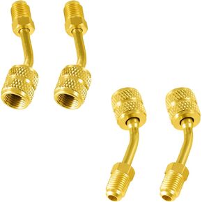 Orion Motor Tech R410a Adapter, 5/16" Female to 1/4" Male Air Conditioner & Hose Connectors for R410a Refrigerant Mini Split HVAC Recharging & More, Set of 4 Angled Adapters