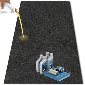 JERIA 36 X 60 Inch Oil Spill Mat Under Car Driveway Mats,Reusable Rubber Mat for Garage Floor,Waterproof Backing,Stain Resistant