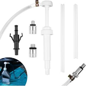 Lower Unit Gear Oil Pump for Standard Quart Bottles, Include 3rd Hand Adapter, 8mm and 10mm Adapters for Most Boat Outboard Motors, Gear Oil Pump with 3/8 in Metal Swivel(Not for Volvo Penta)