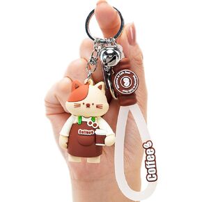 HONYJOOM Cute Keychain Kawaii Boba Liquid Bear Keychain Cat Key Chain Backpack Charm Women Men Girl Boy Kid Teens Daughter