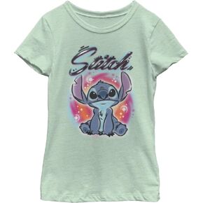 Disney girls Lilo & Stitch Stitch Airbrush Girl's Heather Crew Tee T Shirt, Mint, X-Large US