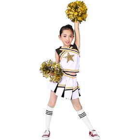 LOLANTA Big Girls Cheerleader Uniform Outfit Cheerleading Costume Fun Varsity Brand Youth Red White (Red, 8-10)