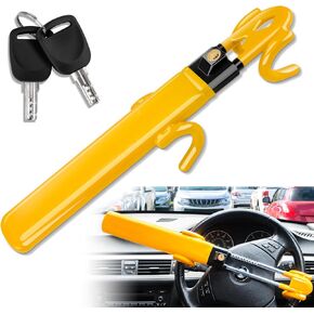Steering Wheel Lock for Car, AntiTheft Car Device, Adjustable Length Car Security Lock with 2 Keys, Double Hook Car Locks for SUV, Truck, Van, RV, Sedan