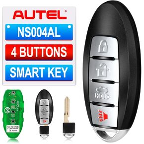 Autel MaxiIM IKEY Programmable Smart Key, 2024 IKEYNS004AL Key Fob Replacement for Nissan, 4 Buttons, IMMO Learning, 130FT/ 40M Remote, Work with Autel KM100(X) IM508S IM608S II