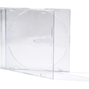 Maxtek Ultra Thin 5.2mm Slim Clear CD Jewel Case with Built in Frost Clear Tray, 100 Pack.
