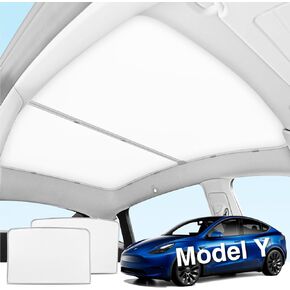 2024 Upgrade Tesla Model Y Sunshade Roof Nano Ice-Crystal Coatings,Blocks of UV,Buckle Fixing No-Sag,No Gaps Foldable, Easy to Store and Install for Model Y 2020-2024 Grey