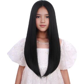 DUDUWIG Kids Blonde Wig Long Blonde Wigs for Girls Middle Part Light Blonde Straight Synthetic Hair Blonde Wigs for Dress Up Cosplay Halloween