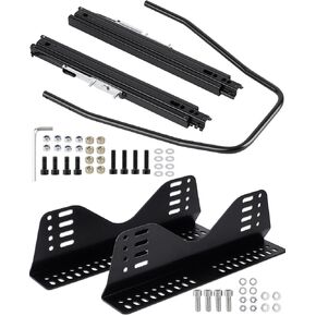 Universal Racing Seat Bracket with Seat Slider, Side Mounting Bracket Track Assembly Sets Compatible with NRG Sparco and Most Aftermarket Seats